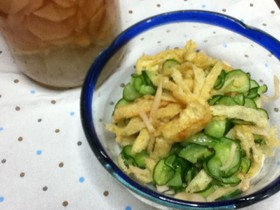 生姜酢できゅうりとお揚げの酢の物☆