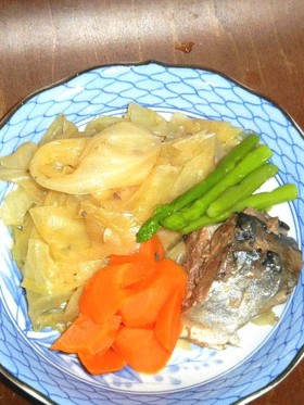 サバ缶でキャベツの煮びたし