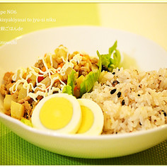 愛する家族へ♡ｼｬｯｷﾘ野菜と挽肉の丼