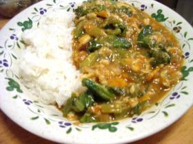 白身魚と青菜のカレー