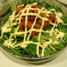 超簡単☆3分でできる水菜とキムチのサラダ 超簡単☆3分でできる水菜とキムチのサラダ