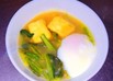 揚げ出し豆腐小松菜絶品醤油麹餡温泉卵のせ