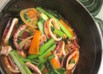 ★イカと小松菜のピリ辛チゲ（찌개）。