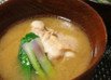 鶏もも肉と分葱(わけぎ)のお味噌汁