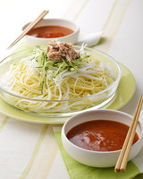 新玉ねぎのツナサラダ風つけスパゲティ