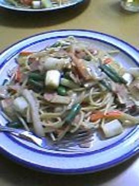 野菜の醤油風味パスタ