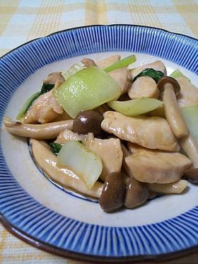 鶏胸肉と青梗菜のオイスターソース炒め