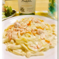 サクラマスのクリームパスタ