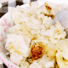 ＊豚バラ肉と里芋とホタテの炊き込みご飯＊