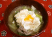 落とし卵と炒め野菜のみそ汁