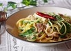 豚肉と水菜の ごま油風味パスタ