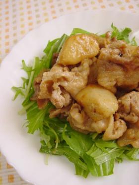 里芋と豚バラの香り炒め。