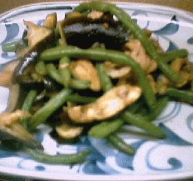 ナスとインゲンの四川風炒め