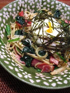 ベーコンとほうれん草のとろ～り和風パスタ