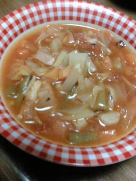 トマト缶を使ってミネストローネ