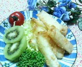 止まらない美味しさ☆長芋・筍・チーズ揚げ