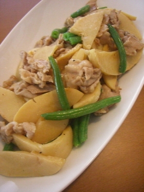 筍と豚肉の塩バター炒め