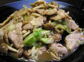 キャベツと豚肉の中華炒め