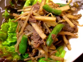 牛とごぼうの味噌しょうが煮♪