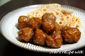 蓮根入り肉団子+黒酢あん