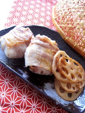 きんぴら蓮根の豚バラ巻き。