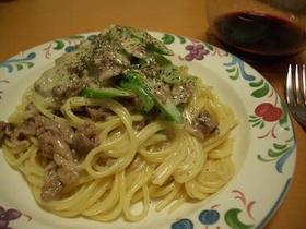 牛肉とアスパラのクリームパスタ