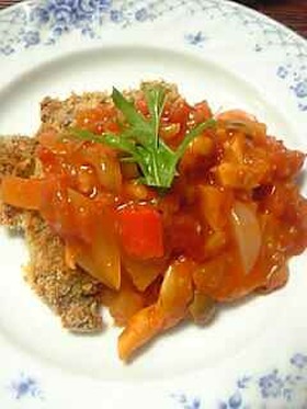 揚げない！！カツのトマトソースかけ