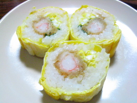 エビフライと卵のくるくる巻き