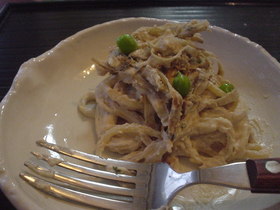 大葉にんにく醤油の白和えパスタ
