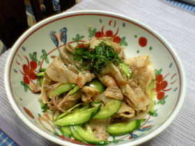 豚肉と茗荷の梅肉和え