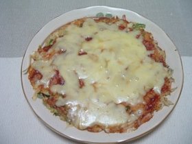残り物でごはんピザ♪もちもち