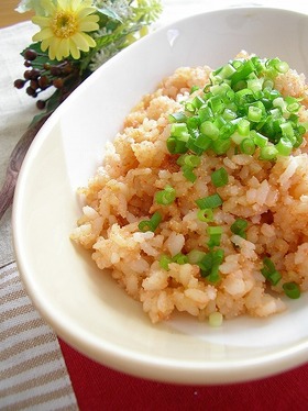 大葉にんにく醤油で♪タラコチャーハン