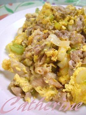 ★豚肉とタマゴとネギ炒め★