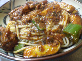 秋刀魚のトマト煮スパゲティ