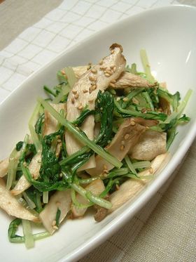 水菜とエリンギの胡麻和え♪
