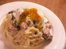 温玉のせシチューパスタ♪