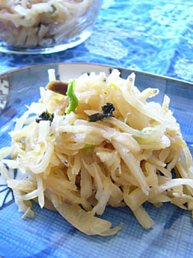 大葉にんにく醤油で★じゃこ大根