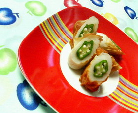 お弁当の片隅に☆竹輪のオクラ詰め♪♪