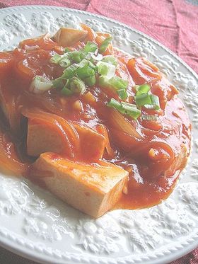 ピリ辛＊豆腐のチリソース煮＊