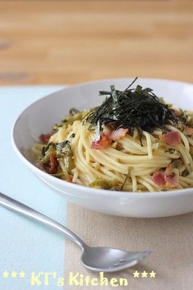 高菜とカリカリベーコンのスパゲティ