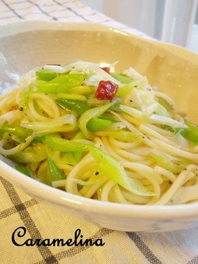 ＊たっぷりねぎ＊のにんにくスパゲティ