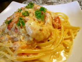 ♡プリッと海老のトマトクリームパスタ