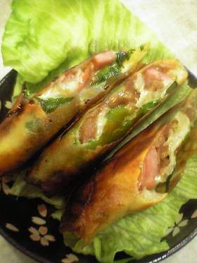 旨～い塩豚で簡単！大葉納豆チーズ春巻き♪