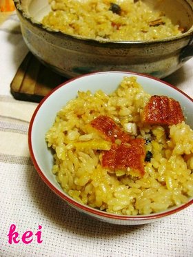 土鍋でご飯♪うなぎの炊き込み