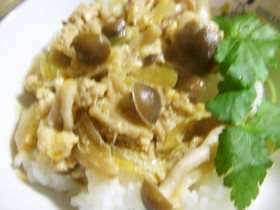 豚ひき肉とキノコの卵とじ・・・丼？