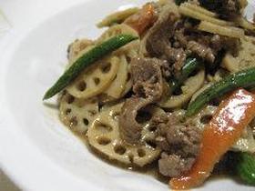 牛肉とレンコンの炒め物