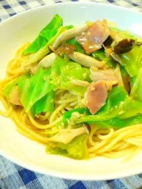 キャベツとしめじの和風パスタ