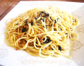簡単☆定番納豆梅パスタ