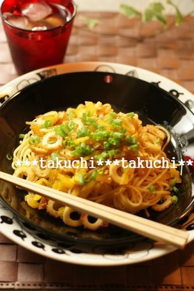 ちくわとたくあんのポン酢焼きそば