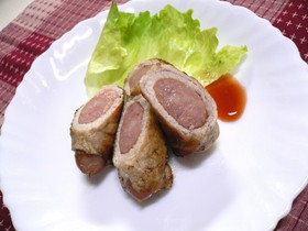 お弁当に♪お肉でまきまきウインナー